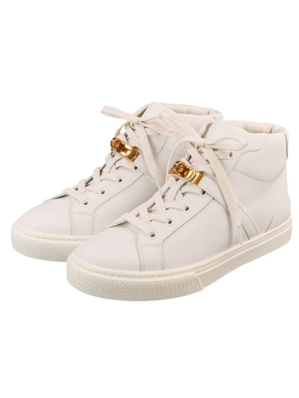 Hermes Daydream Cary Buckle Leather High-Top Sneakers White